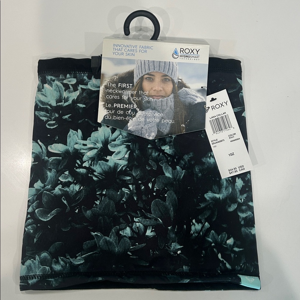 Roxy Black and Teal Floral Neck Warmer